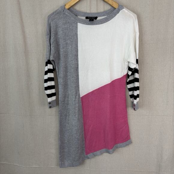 White House Black Market Womens Color Block Asymmetrical Sweater Size M Striped - Picture 1 of 8